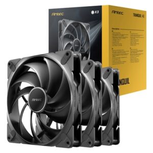 Antec Tranquil 140 PWM Case Fan, 3 Pack, Fluid Dynamic Bearing, 450-1500 RPM, Black - Image 2