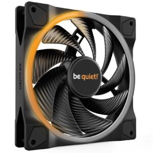 be quiet! Light Wings PWM High Speed Addressable RGB Fan, 140mm, 2200RPM, 4-Pin PWM Fan & 3-Pin ARGB Connectors, Black Frame, Black Blades, ARGB Lighting on Front & Rear - Image 3