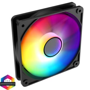 CIT Halo 120mm Infinity ARGB Black 4-Pin PWM High-Performance PC Cooling Fan with Addressable RGB Lighting and Superior Airflow - Image 2