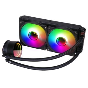 CiT Pro Glacier Infinity Black AIO Cooler, 240mm, 2x 120mm ARGB Fans, Copper Heatsink, Aluminium Radiator, Intel/AMD - Image 3