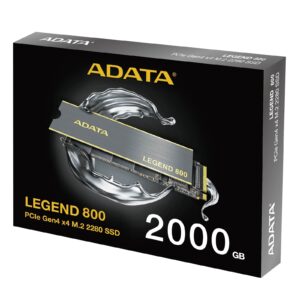 Adata Legend 800 (ALEG-800-2000GCS) 2TB NVMe SSD, PCIe Gen4, M.2 Interface, 2280, Read 3500 MB/s, Write 2800 MB/s, Heatsink, 3 Year Warranty - Image 3