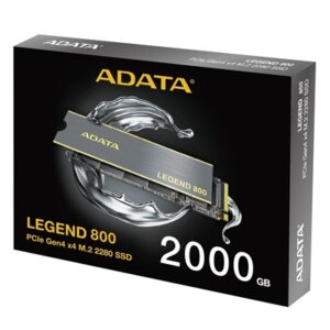 Adata Legend 800 (ALEG-800-2000GCS) 2TB NVMe SSD, PCIe Gen4, M.2 Interface, 2280, Read 3500 MB/s, Write 2800 MB/s, Heatsink, 3 Year Warranty - Image 2