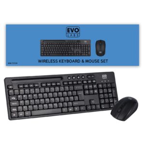 Evo Labs WM-757UK Wireless Keyboard and Mouse Combo Set, With Integrated Tablet/ Mobile/ Smartphone Stand, 2.4GHz Full Size Qwerty UK Layout Keyboard with Wireless Mouse, Ideal for Home/Office, Black - Image 3