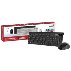 Genius SlimStar 8230 Bluetooth 5.3 and 2.4GHz Wireless Keyboard and Mouse Set, 12 Multimedia Function Keys, Full Size UK Layout, Optical Sensor Mouse, 1200dpi, Connect up to 3 devices simultaneously - Image 3