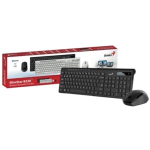 Genius SlimStar 8230 Bluetooth 5.3 and 2.4GHz Wireless Keyboard and Mouse Set, 12 Multimedia Function Keys, Full Size UK Layout, Optical Sensor Mouse, 1200dpi, Connect up to 3 devices simultaneously - Image 2