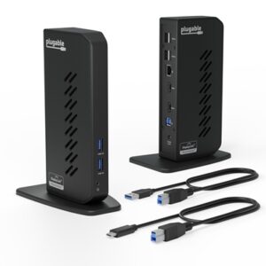 Plugable UD-3900Z USB-A/USB-C Dual Monitor Universal DisplayLink Certified Docking Station - Image 2