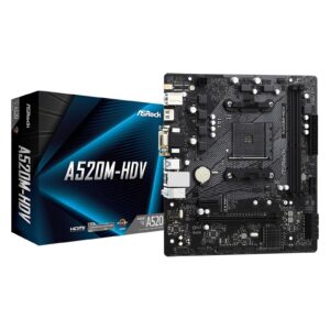 ASRock A520M-HDV Super Alloy AMD AM4 Socket Motherboard, Micro-ATX, 2x DDR4 Slots, 1x M.2 Socket, GbE LAN, 1x D-Sub / 1x DVI-D / 1x HDMI Port - Image 3