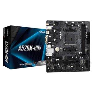 ASRock A520M-HDV Super Alloy AMD AM4 Socket Motherboard, Micro-ATX, 2x DDR4 Slots, 1x M.2 Socket, GbE LAN, 1x D-Sub / 1x DVI-D / 1x HDMI Port - Image 2