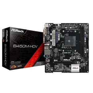 ASRock B450M-HDV R4.0 Super Alloy AMD AM4 Socket Motherboard, Micro-ATX, 2x DDR4 Slots, 1x M.2 Socket, GbE LAN, 1x D-Sub / 1x DVI-D / 1x HDMI Port - Image 3