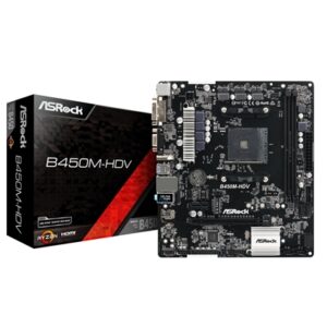 ASRock B450M-HDV R4.0 Super Alloy AMD AM4 Socket Motherboard, Micro-ATX, 2x DDR4 Slots, 1x M.2 Socket, GbE LAN, 1x D-Sub / 1x DVI-D / 1x HDMI Port - Image 2