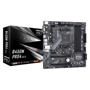 ASRock B450M Pro4 R2.0 Super Alloy AMD AM4 Socket Motherboard, Micro-ATX, 4x DDR4 Slots, 2x M.2 Sockets, GbE LAN, 1x D-Sub / 1x DVI-D / 1x HDMI Port - Image 3