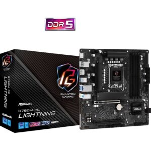 ASRock B760M PG Lightning Intel 1700 Socket Motherboard, Micro-ATX, 4x DDR5 Slots, 4x M.2 Sockets, 1x USB-C Port, 2.5GbE LAN, 1x DisplayPort / 1x HDMI Port - Image 3