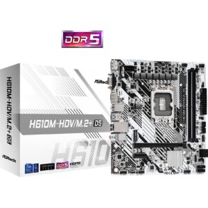 ASRock H610M-HDV/M.2+ D5 Intel 1700 Socket Motherboard, Micro-ATX, 2x DDR5 Slots, 1x M.2 Socket, 1x USB-C Port, GbE LAN, 1x D-Sub / 1x DisplayPort / 1x HDMI Port - Image 3