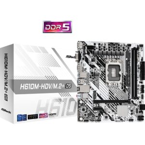 ASRock H610M-HDV/M.2+ D5 Intel 1700 Socket Motherboard, Micro-ATX, 2x DDR5 Slots, 1x M.2 Socket, 1x USB-C Port, GbE LAN, 1x D-Sub / 1x DisplayPort / 1x HDMI Port - Image 2