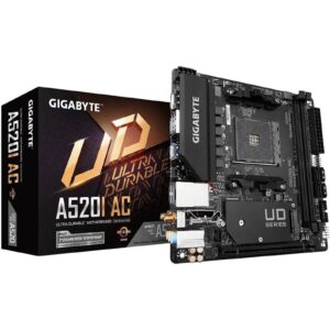 Gigabyte A520I AC Ultra Durable AMD AM4 Socket Motherboard, Mini-ITX, 2x DDR4 Slots, 1x M.2 Socket, GbE LAN, Wi-Fi 5, 1x Display Port 1.4 / 2x HDMI Ports - Image 3