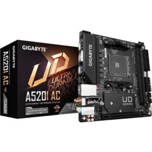 Gigabyte A520I AC Ultra Durable AMD AM4 Socket Motherboard, Mini-ITX, 2x DDR4 Slots, 1x M.2 Socket, GbE LAN, Wi-Fi 5, 1x Display Port 1.4 / 2x HDMI Ports - Image 2