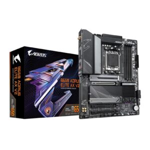 Gigabyte B650 AORUS ELITE AX V2 AMD AM5 Socket Motherboard, ATX, 4x DDR5 Slots, 3x M.2 Sockets, 1x USB-C Port, Fitted I/O Shield, 2.5GbE LAN, Wi-Fi 6E, 1x Display Port 1.4 / 1x HDMI Ports - Image 3