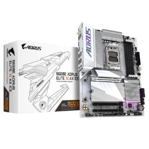 Gigabyte B650E AORUS ELITE X AX ICE AMD AM5 Socket Motherboard, ATX, 4x DDR5 Slots, 3x M.2 Sockets, 2x USB-C Port, Fitted I/O Shield, 2.5GbE LAN, Wi-Fi 6E, 2x HDMI Port / 1x USB-C - Image 3