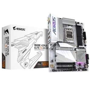 Gigabyte B650E AORUS ELITE X AX ICE AMD AM5 Socket Motherboard, ATX, 4x DDR5 Slots, 3x M.2 Sockets, 2x USB-C Port, Fitted I/O Shield, 2.5GbE LAN, Wi-Fi 6E, 2x HDMI Port / 1x USB-C - Image 2