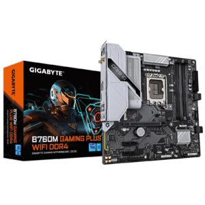 Gigabyte B760M GAMING PLUS WIFI DDR4 Intel 1700 Socket Motherboard, Micro-ATX, 4x DDR4 Slots, 2x M.2 Sockets, 1x USB-C Port, Fitted I/O Shield, GbE LAN, Wi-Fi 6, 1x DisplayPort / 1x HDMI Port - Image 3