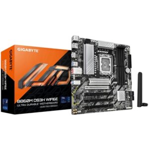 Gigabyte B860M DS3H WIFI6E Intel 1851 Socket Motherboard, Micro-ATX, 4x DDR5 Slots, 2x M.2 Sockets, 1x USB-C Port, 2.5GbE LAN, Wi-Fi 6E, 2x DisplayPorts / 1x HDMI Port - Image 2