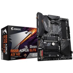 Gigabyte B550 AORUS ELITE AX V2 AMD AM4 Socket Motherboard, ATX, 4x DDR4 Slots, 2x M.2 Sockets, 1x USB-C Port, Fitted I/O Shield, 2.5GbE LAN, Wi-Fi 6E, 1x DisplayPort / 1x HDMI Port - Image 2