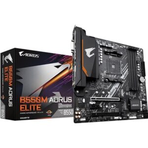 Gigabyte B550M AORUS ELITE Ultra Durable AMD AM4 Socket Motherboard, Micro-ATX, 4x DDR4 Slots, 2x M.2 Sockets, Fitted I/O Shield, GbE LAN, 1x DVI-D / 1x HDMI Port - Image 2