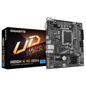 Gigabyte H610M H V3 DDR4 Ultra Durable Intel 1700 Socket Motherboard, Micro-ATX, 2x DDR4 Slots, 1x M.2 Socket, GbE LAN, 1x D-Sub / 1x HDMI Port - Image 3