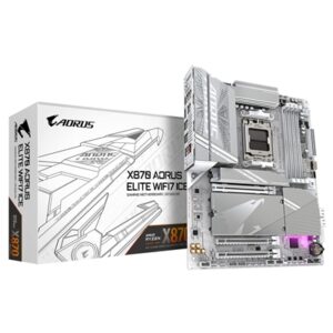 Gigabyte X870 AORUS ELITE WIFI7 ICE AMD AM5 Socket Motherboard, ATX, 4x DDR5 Slots, 4x M.2 Sockets, 3x USB-C Port, Fitted I/O Shield, 2.5GbE LAN, Wi-Fi 7, 2x HDMI Port / 2x USB-C (USB4) - Image 2