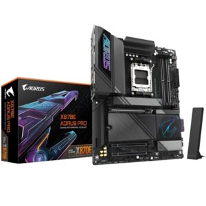 Gigabyte X870E AORUS PRO AMD AM5 Socket Motherboard, ATX, 4x DDR5 Slots, 4x M.2 Sockets, 3x USB-C Port, Fitted I/O Shield, 2.5GbE LAN, Wi-Fi 7, 2x HDMI Port / 2x USB-C (USB4) - Image 2