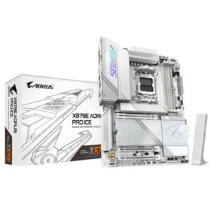 Gigabyte X870E AORUS PRO ICE AMD AM5 Socket Motherboard, ATX, 4x DDR5 Slots, 4x M.2 Sockets, 3x USB-C Port, Fitted I/O Shield, 2.5GbE LAN, Wi-Fi 7, 2x HDMI Port / 2x USB-C (USB4) - Image 2