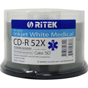 Ritek Medical Pro 50PK CD-R 52X 700MB/80Min (Directive 93/44/EEC and DICOM Compliance) - Image 2