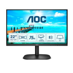 AOC 22B2H/EU 21.5 Inch Frameless Monitor, Full HD, Widescreen, VGA, HDMI, 4ms, 75Hz, VESA, Tilt - Image 3