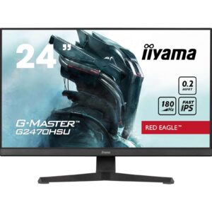 iiyama G-Master Red Eagle 24 Inch Gaming Monitor G2470HSU-B6, Full HD, 180Hz, 0.2ms, FreeSync, HDMI, Display Port, USB Hub, Speakers, Height Adjustable, Pivot, VESA - Image 3