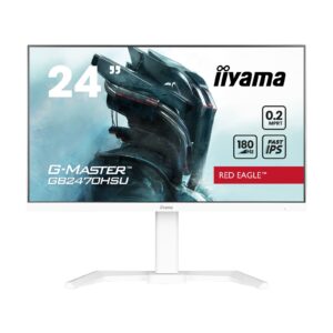 iiyama G-MASTER GB2470HSU-W6 Red Eagle 23.8 inch IPS Monitor, Full HD, 0.2ms, HDMI, DisplayPort, USB Hub, Freesync, 180Hz, Speakers, Internal PSU, Height Adjustable, Pivot, VESA, White - Image 3