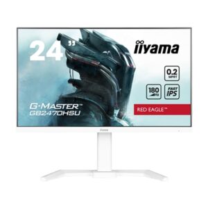 iiyama G-MASTER GB2470HSU-W6 Red Eagle 23.8 inch IPS Monitor, Full HD, 0.2ms, HDMI, DisplayPort, USB Hub, Freesync, 180Hz, Speakers, Internal PSU, Height Adjustable, Pivot, VESA, White - Image 2