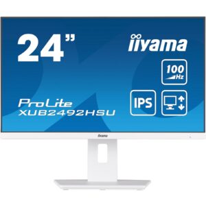 iiyama 24 Inch IPS Monitor XUB2492HSU-W6, Height Adjustable, Full HD, 100Hz, 0.4ms, FreeSync, HDMI, Display Port, USB Hub, White - Image 3