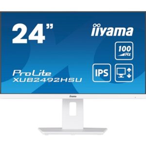 iiyama 24 Inch IPS Monitor XUB2492HSU-W6, Height Adjustable, Full HD, 100Hz, 0.4ms, FreeSync, HDMI, Display Port, USB Hub, White - Image 2