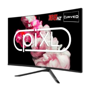 piXL CM27GF6D 27 Inch Curved Frameless Monitor, 165Hz, 6ms Response Time, HDR, Frameless, 1920x1080 Full HD, HDMIx2, Display Port, Black, VESA Mount - Image 3