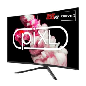 piXL CM27GF6D 27 Inch Curved Frameless Monitor, 165Hz, 6ms Response Time, HDR, Frameless, 1920x1080 Full HD, HDMIx2, Display Port, Black, VESA Mount - Image 2