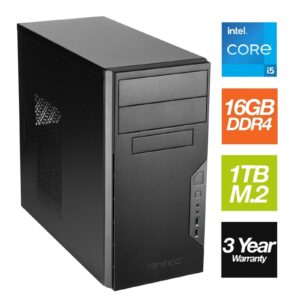 Intel i5 14400 10 Core 16 Thread 3.50GHz (4.70GHz Boost), 16GB Kingston RAM, 1TB Kingston NVMe M.2, Wi-F, DVDRW - Antec VSK Chassis - Pre-Built PC - Image 3