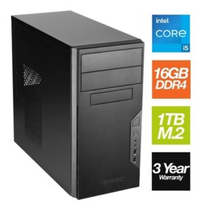 Intel i5 14400 10 Core 16 Thread 3.50GHz (4.70GHz Boost), 16GB Kingston RAM, 1TB Kingston NVMe M.2, Wi-F, DVDRW - Antec VSK Chassis - Pre-Built PC - Image 2