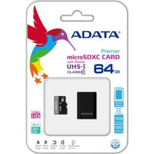 Adata Premier 64GB Micro SDHC UHS-I Class 10 Memory Card with Adaptor - Image 2