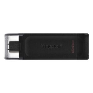 Kingston DT70/64GB DataTraveler 64GB USB Flash Drive, USB 3.2,  USB-C, Gen1, 80MB/s, Clear Cap, Black, Retail. - Image 2