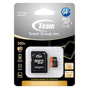 Team 64GB Micro SDXC UHS-1 Class 10 Flash Card with Adapter - Image 2