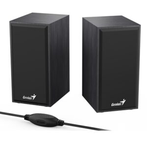 Genius SP-HF180 6W Wooden Desktop USB 2.0 Stereo Speakers with 3.5mm Audio Jack & Volume Control, Black - Image 2