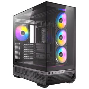 Antec C7 ARGB Mid Tower Tempered Glass PC Gaming Case - Black, 3x 120mm & 1x 140mm ARGB Fans, USB 3.2 Gen2, EATX/ATX/mATX/mITX Support - Image 3