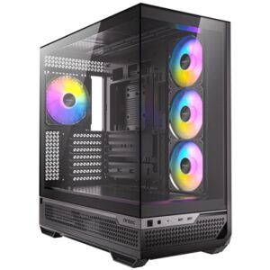 Antec C7 ARGB Mid Tower Tempered Glass PC Gaming Case - Black, 3x 120mm & 1x 140mm ARGB Fans, USB 3.2 Gen2, EATX/ATX/mATX/mITX Support - Image 2