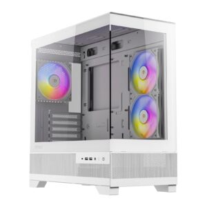 ANTEC CX500M Micro Tower Gaming Case, White, ARGB, 2  x USB 3.0 / 1 x USB Type-C, Tempered Glass Side Panel, Micro-ATX/ITX - Image 3