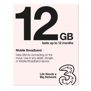 Three 3G 4G & 5G-Ready 12GB Prepaid Mobile Broadband Trio SIM Card - Image 2